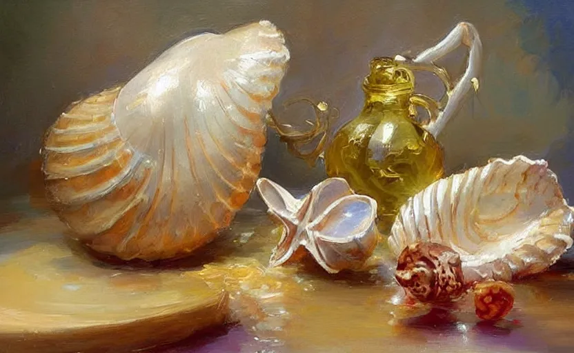 Image similar to Beautiful alchemy seashell. By Konstantin Razumov, highly detailded