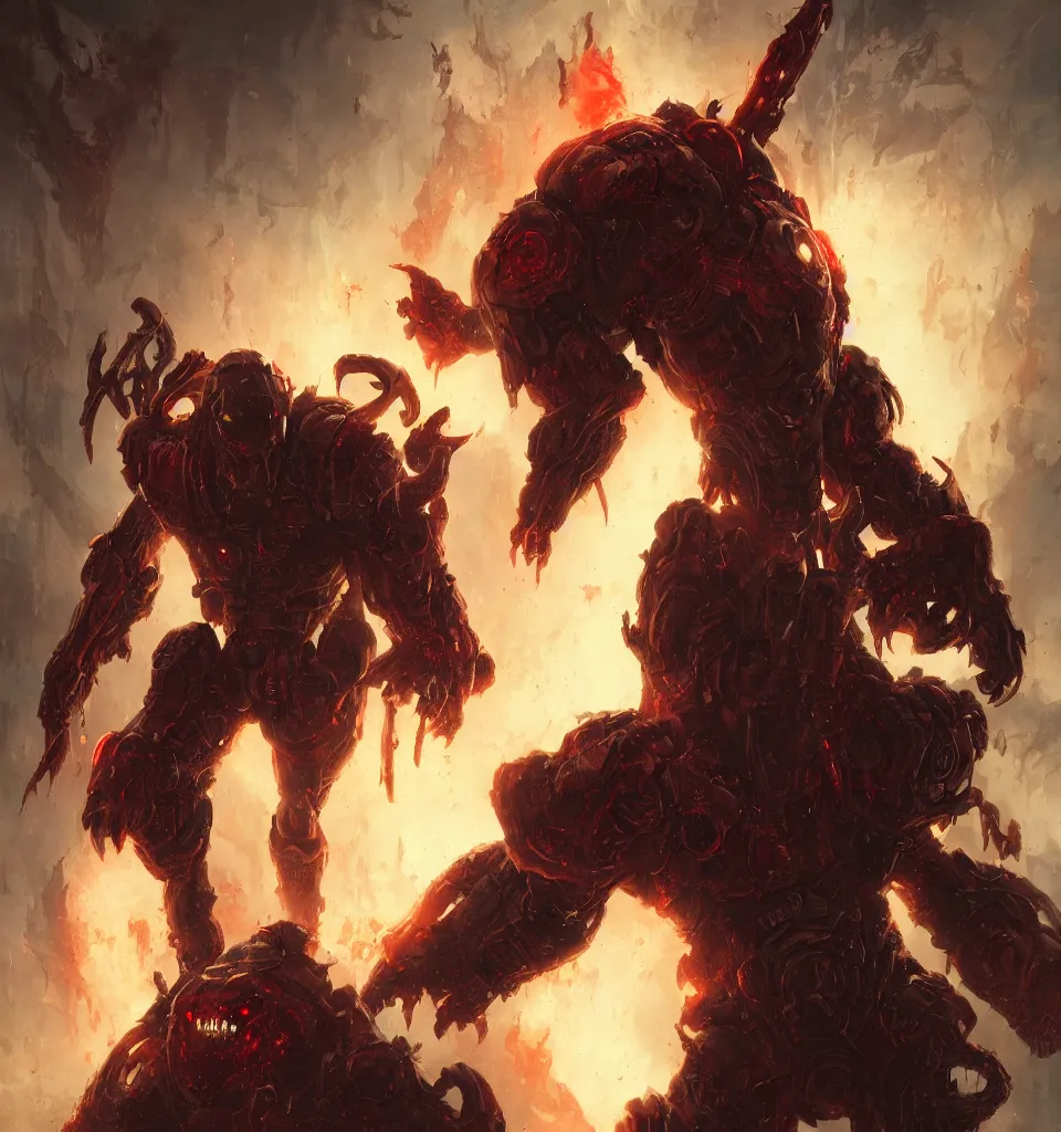 Image similar to doom 2 cyberdemon, by greg rutkowski