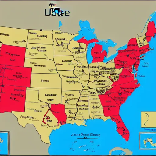 Prompt: A map combining the United States and United Kingdom