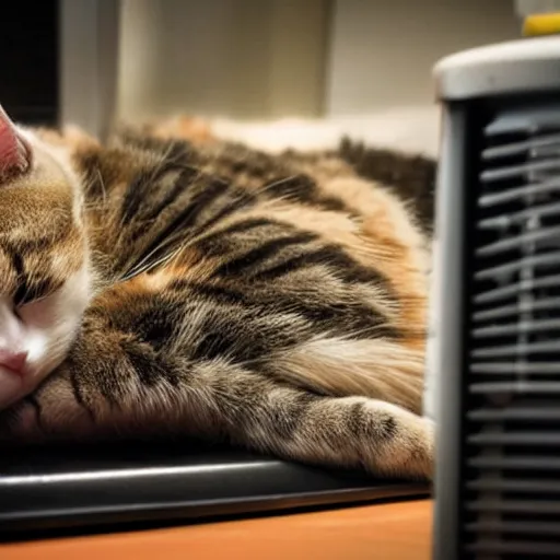 Image similar to a cat sleeping near a heater