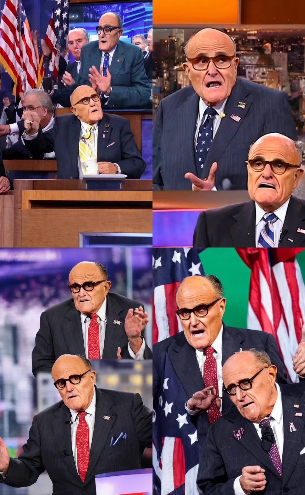 Prompt: rudy giuliani projectile vomit on live tv