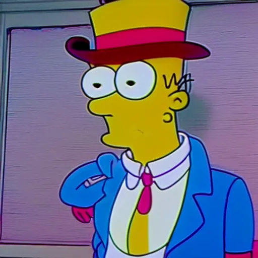 Image similar to A still of Homer Simpson as Willy Wonka from Charlie and the Chocolate Factory (2005). Extremely detailed. Beautiful. 4K. Award winning.