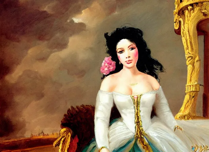 Image similar to romanticism painting of nicki minaj during the french revolution