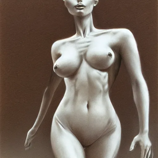 Prompt: elza ice in bikini, highly detailed, smooth, sharp focus, giger, zdzisław beksinski, laury lipton