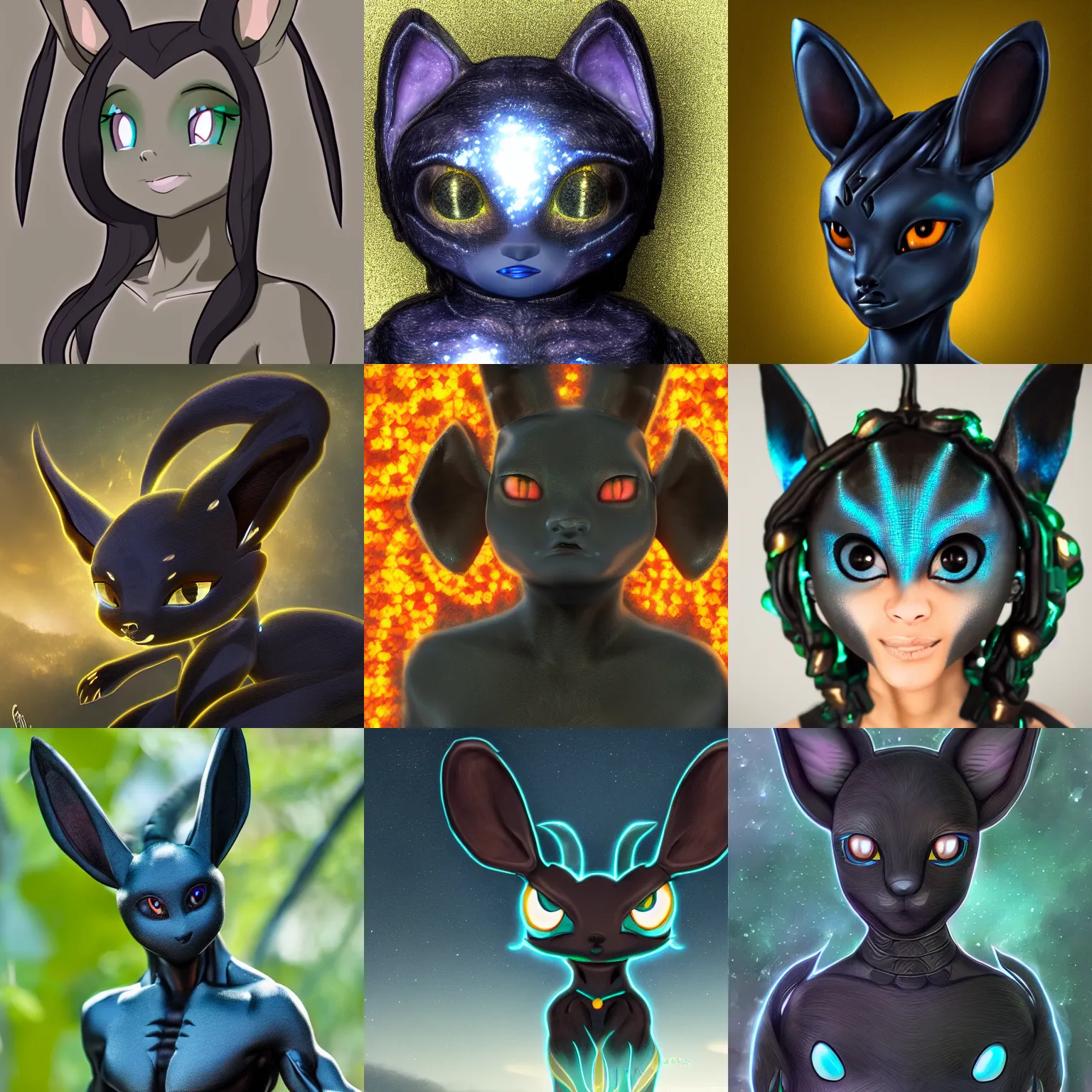 Prompt: a humanoid umbreon, 8 k, high detail