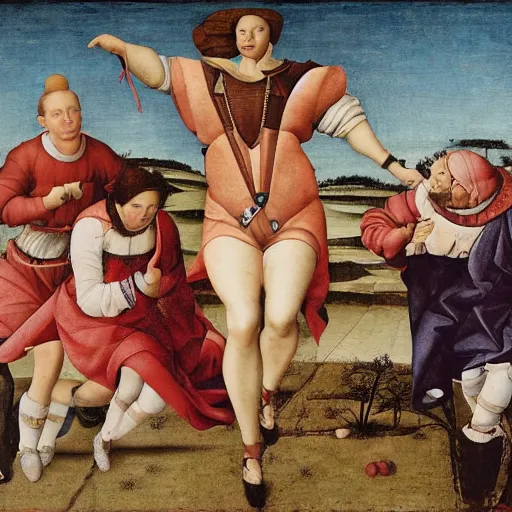 Prompt: full body thic renaissance woman falling from sky broque style