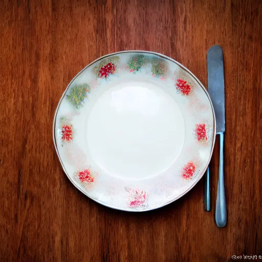 Prompt: an empty plate, culinary art photography