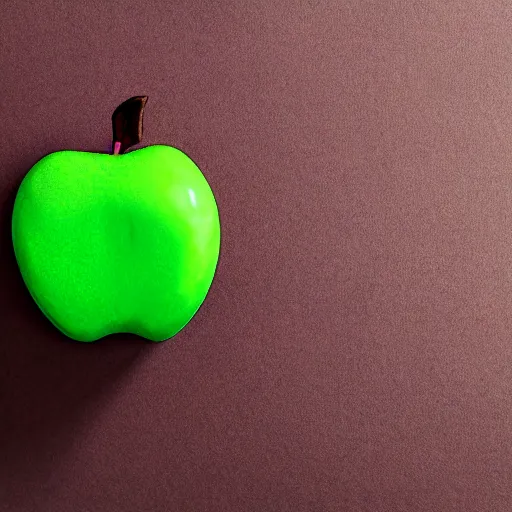 Image similar to studio shot of green apple shaped like < any shape >, isometric perspective, green background