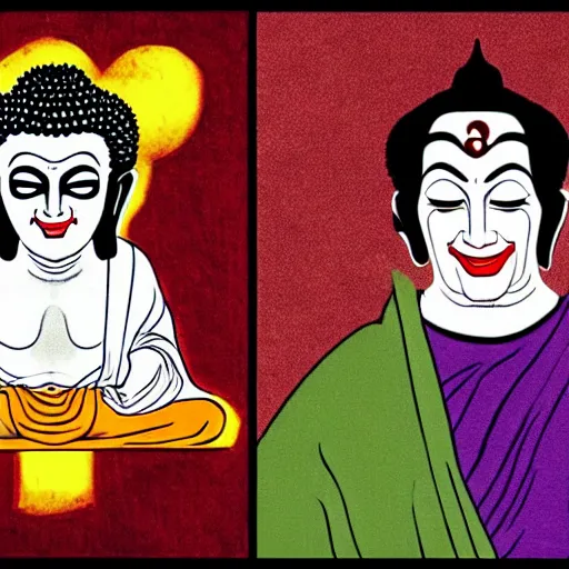 Image similar to the buddha as the joker