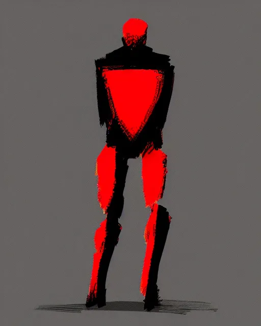 Image similar to Full body character, black and red, character design