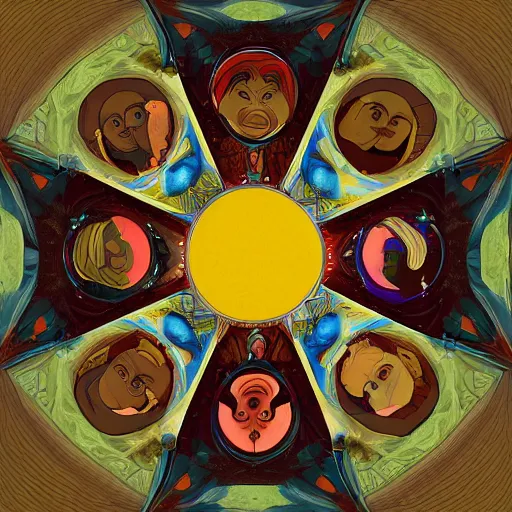 Prompt: a council of elders sitting in a circle, digital painting, fantasy art