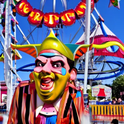 Prompt: a sneering carny watching over the most rigged carnival game ever made