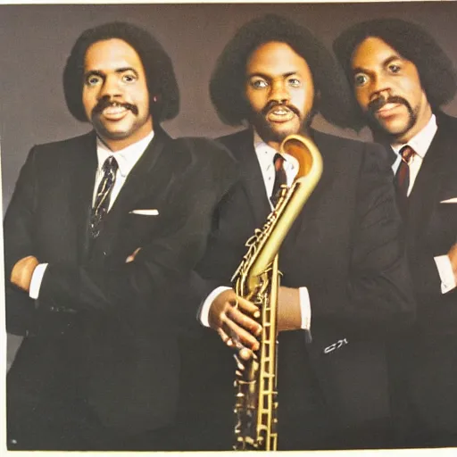 Prompt: 1 9 7 0 s jazz quartet promo photo, fine detailed, photorealistic, portrait