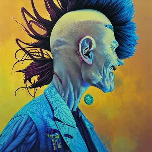 Image similar to lucky mohawk projector portrait by gaston bussierre and charles vess and james jean and erik jones and rhads, inspired by rick and morty, epic, funny, huge scale, beautiful fine face features, intricate high details, sharp, ultradetailed