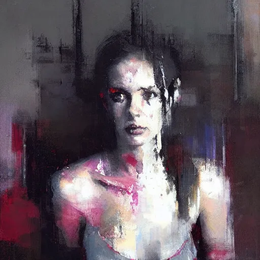 Image similar to abstract painting of woman by jeremy mann