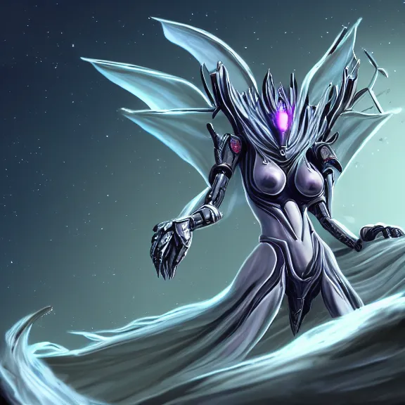 Image similar to goddess shot, galactic sized stunning hot anthropomorphic robot mecha female dragon, in space, larger than planets, holding the earth, the earth a mere marble in her claws, detailed silver armor, epic proportions, epic scale, digital art, furry, macro, dragon, giantess, warframe fanart, destiny fanart, furaffinity, deviantart, realistic