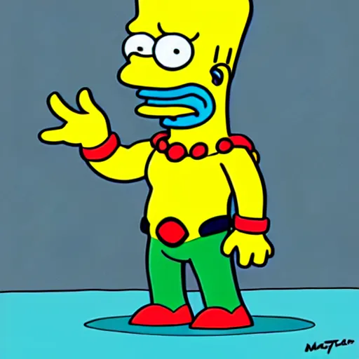 Image similar to aquaman as a simpson, by matt groening, digital art