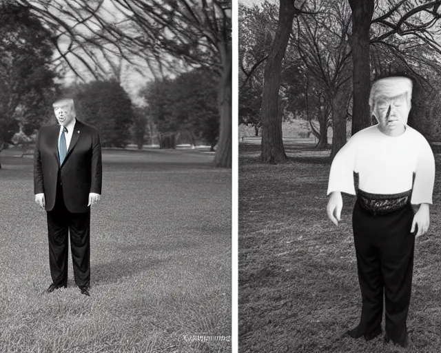 Image similar to award winning 5 5 mm portrait photo of trump as songok, in a park by stefan kostic.