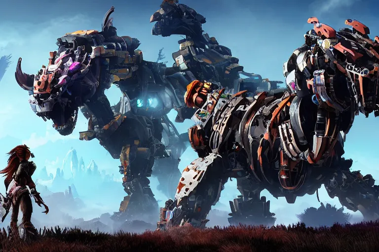 Image similar to bristleback machine mecha animal beast robot of horizon forbidden west horizon zero dawn bioluminiscence global illumination ray tracing hdr fanart arstation by sung choi and eric pfeiffer and gabriel garza and casper konefal