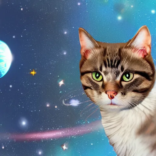 Prompt: cat in space, detailed, 8 k high quality