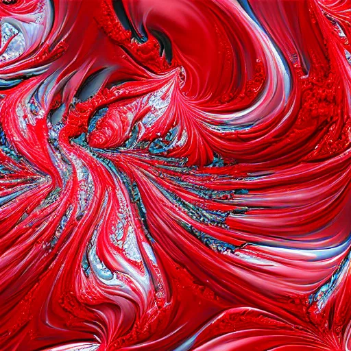 Prompt: melting red paint, fractal amalgamation, 8k, HD, hyper realistic, hi-fructose