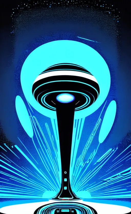Image similar to trippy space alien mushrooms planet from the movie tron, wide angle shot, white background, vector art, illustration by frank frazetta