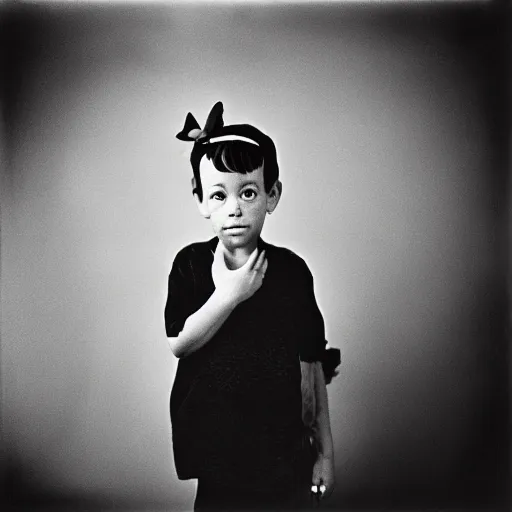 Prompt: photo of Alfalfa from Our Gang, by Diane Arbus, black and white, high contrast, Rolleiflex, 55mm f/4 lens