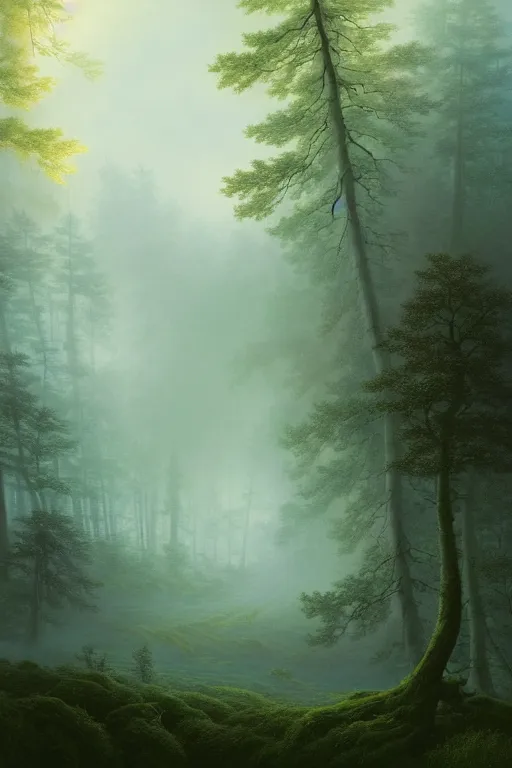 Image similar to a beautiful digital illustration painting of a foggy forest turbulent wind by benoit b. mandelbrot, steven belledin, martin johnson heade, lee madgwick, caspar david friedrich, and david rios ferreira. 8 k resolution trending on artstation concept art digital illustration