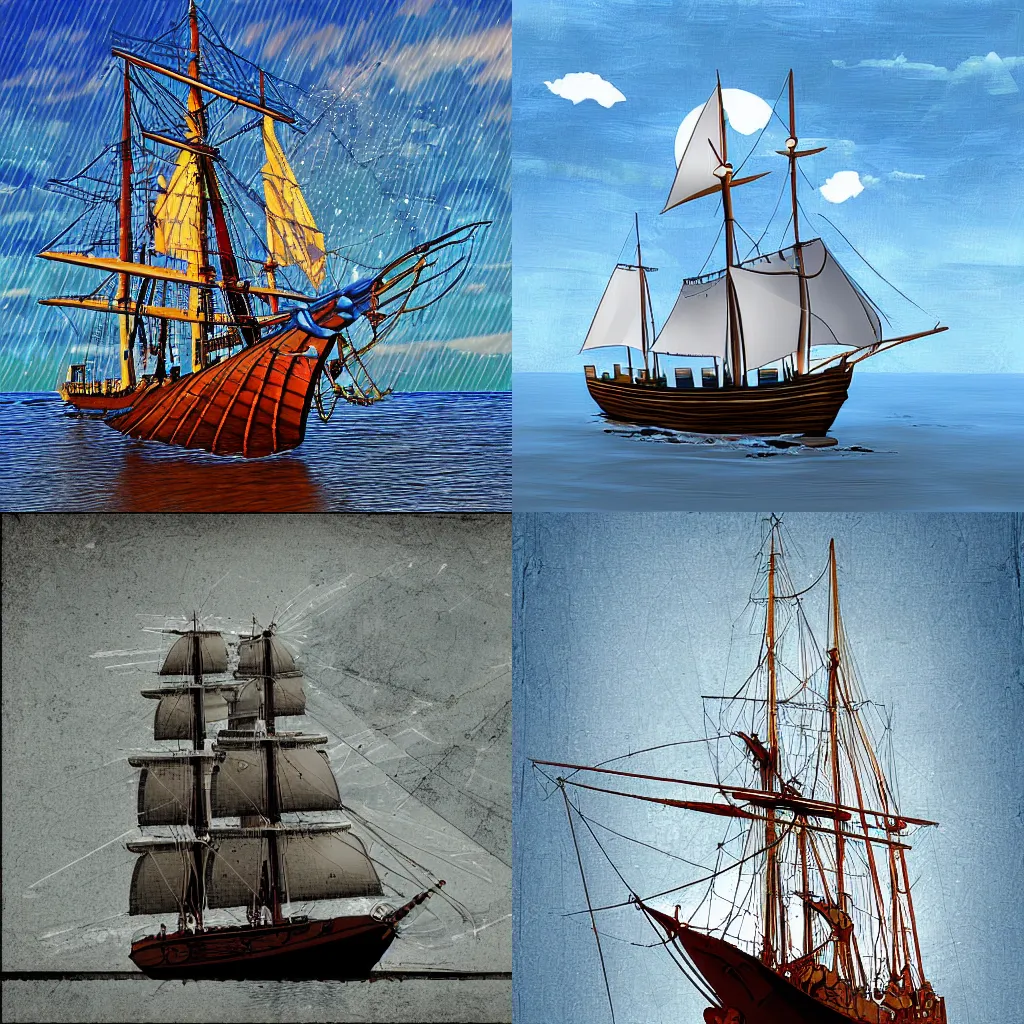 Prompt: sailing ship, digital art