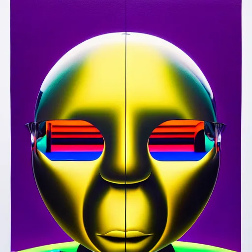 Prompt: chrome face jacket by shusei nagaoka, kaws, david rudnick, airbrush on canvas, pastell colours, cell shaded, 8 k