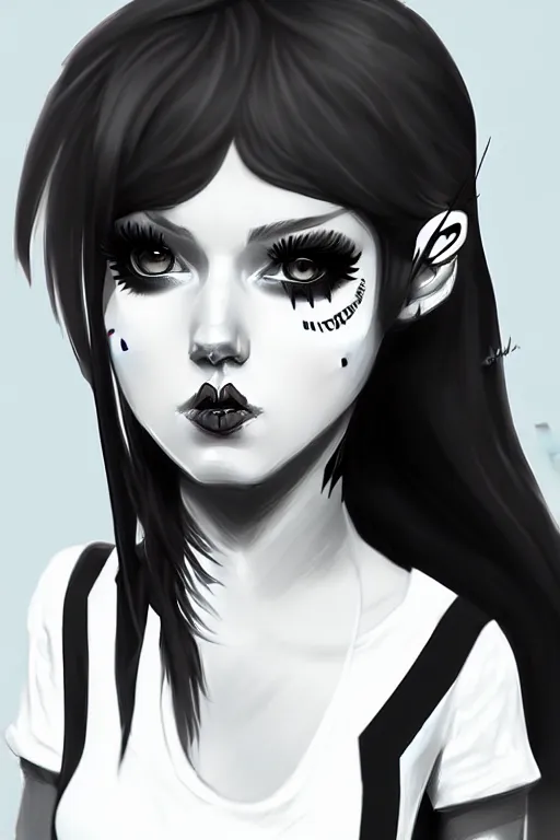 Image similar to a cute girl punk inspired by art Artstation Alena Zmienko, sketch, photoshop