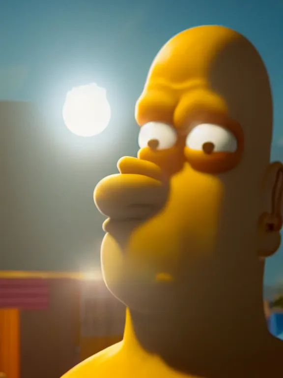 Prompt: portrait art of Homer Simpson, 8k, ultra realistic , lens flare, atmosphere, glow, detailed, intricate, full of colour, cinematic lighting, trending on artstation, 4k, hyperrealistic, focused, extreme details, unreal engine 5, cinematic, masterpiece