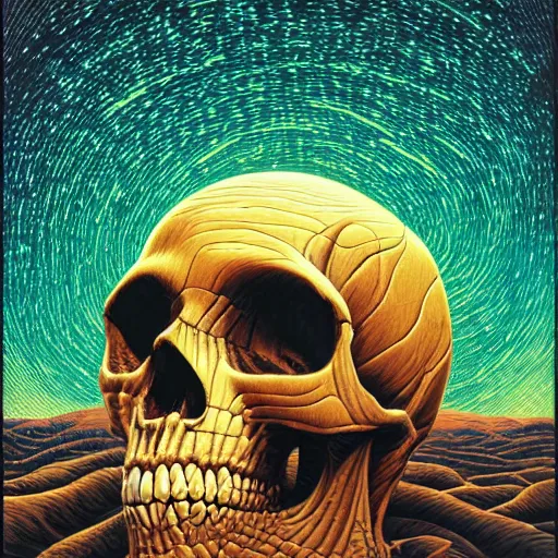 Image similar to ngc 3132 melting mysterious skull landscape by Casey Weldon, dan mumford 8k ultra high definition, upscaled, perfect composition , golden ratio, edge of the world, image credit nasa nat geo