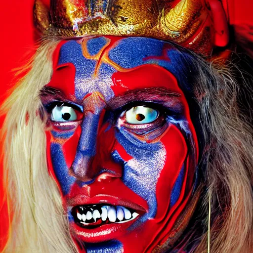 Image similar to a devil, close - up portrait photo by david lachapelle, masterpiece, trending on flickr