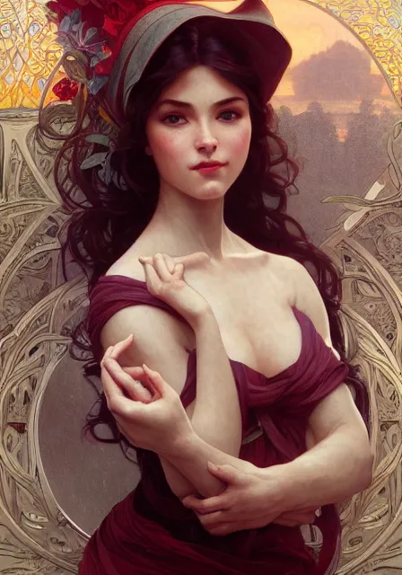 Image similar to eva elfie, intricate, elegant, highly detailed, digital painting, artstation, concept art, smooth, sharp focus, illustration, art by artgerm and greg rutkowski and alphonse mucha and william - adolphe bouguereau