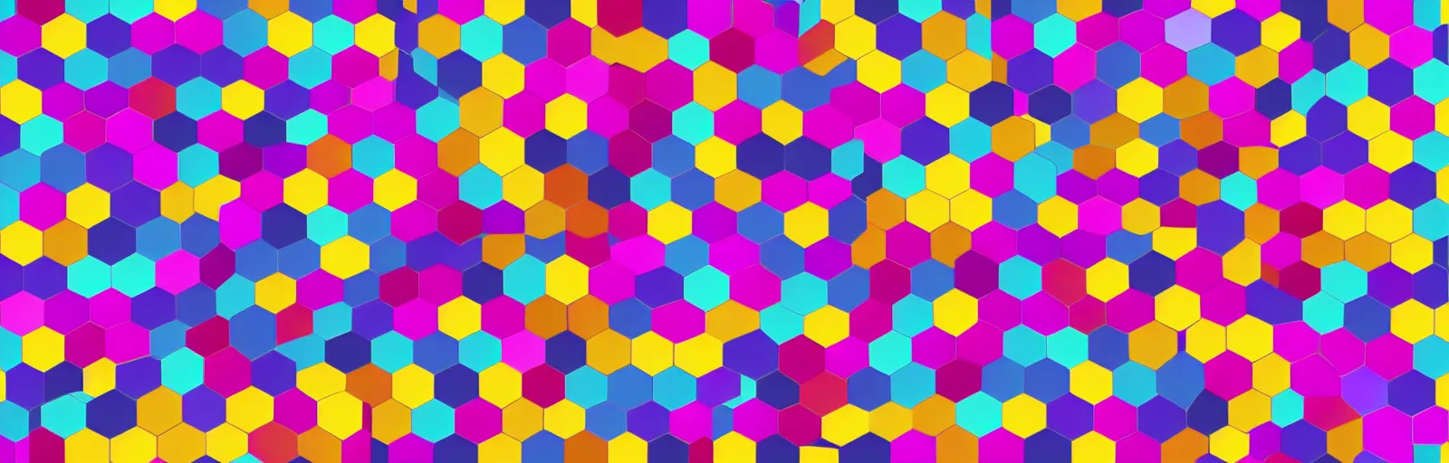 Prompt: repeating pattern of colorful hexagons, extremely clean lines
