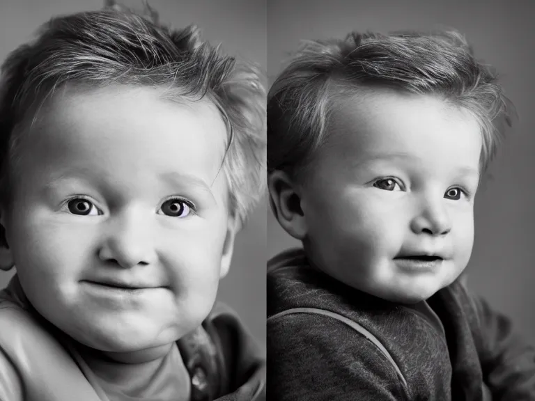 Prompt: close - up portrait of conan o'brien baby lookalike, studio photography, high resolution