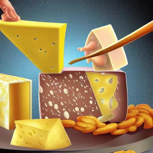 Prompt: cheese shower, illustration, digital art 4 k, detailed