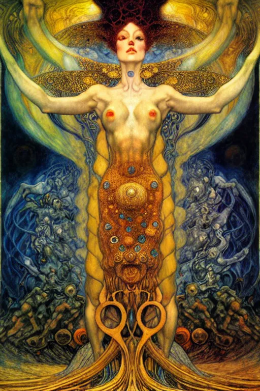 Image similar to Divine Chaos Engine by Karol Bak, Jean Delville, William Blake, Gustav Klimt, and Vincent Van Gogh, symbolist, visionary