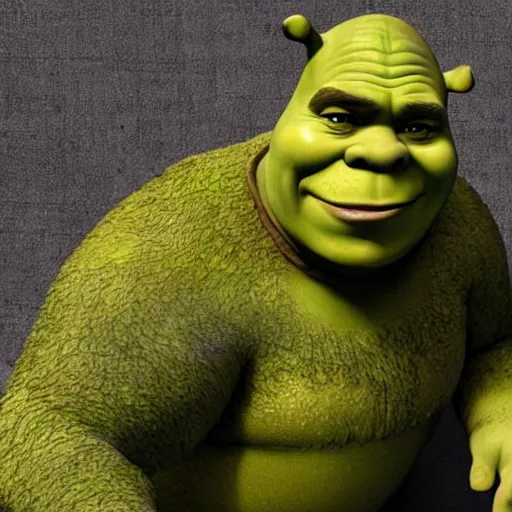 Image similar to shrek statue by michelangelo