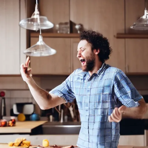 Image similar to photo of a man dancing in the kitchen, the kitchen is a mess, shutterstock, getty images, istockphoto,