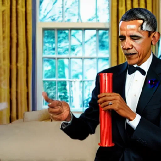 Image similar to obama playing with a slinky