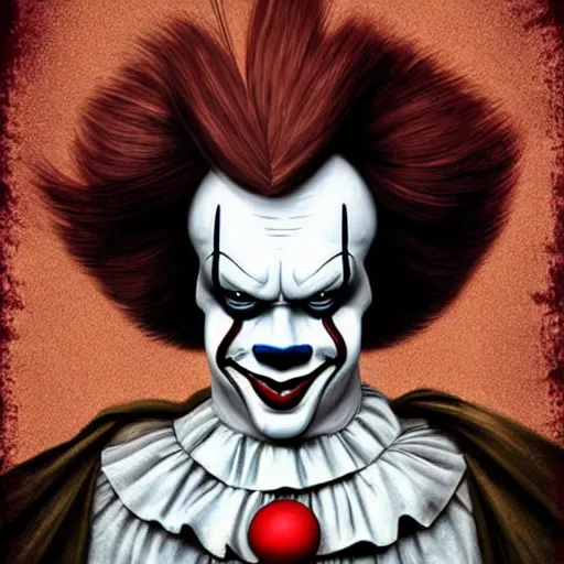 Image similar to portrait of pennywise mixed with batman by aalto alvar