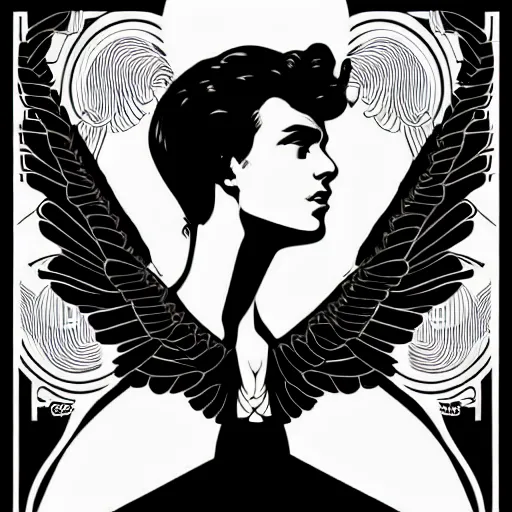 Image similar to silhouette of an angel illustration, vector art style, medium shot, intricate, elegant, highly detailed, digital art, ffffound, art by JC Leyendecker and sachin teng