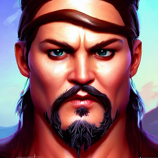 Prompt: Portrait of Johny Depp as Heracles the greek demigod, mattepainting concept Blizzard pixar maya engine on stylized background splash comics global illumination lighting artstation lois van baarle, ilya kuvshinov, rossdraws