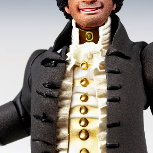 Prompt: action figure from the broadway musical hamilton, award winning product photography