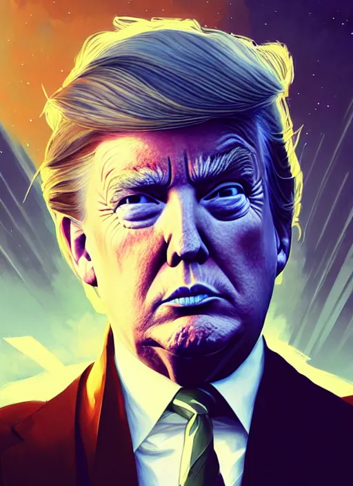 Prompt: Highly detailed portrait of President Trump, savior of the planet, in GTA V, Stephen Bliss, unreal engine, fantasy art by Greg Rutkowski, Loish, Rhads, ferdinand knab, Makoto Shinkai and Lois van baarle, ilya kuvshinov, rossdraws, Tom Bagshaw, alphonse mucha, global illumination, radiant light, detailed and intricate environment