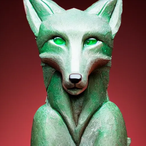 Image similar to Portrait photography of a cinematic Emerald fox sculpture