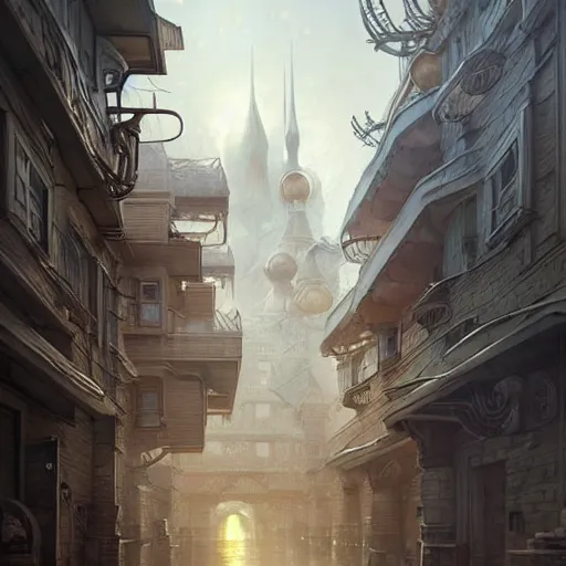 Prompt: It’s dreamy on the streets of Russian panel houses quarters on the Moon city, Norilsk, sci-fi, fantasy, intricate, very very beautiful, elegant, highly detailed composition, digital painting, artstation, concept art, smooth, sharp focus, illustration, art by artgerm and greg rutkowski and alphonse mucha