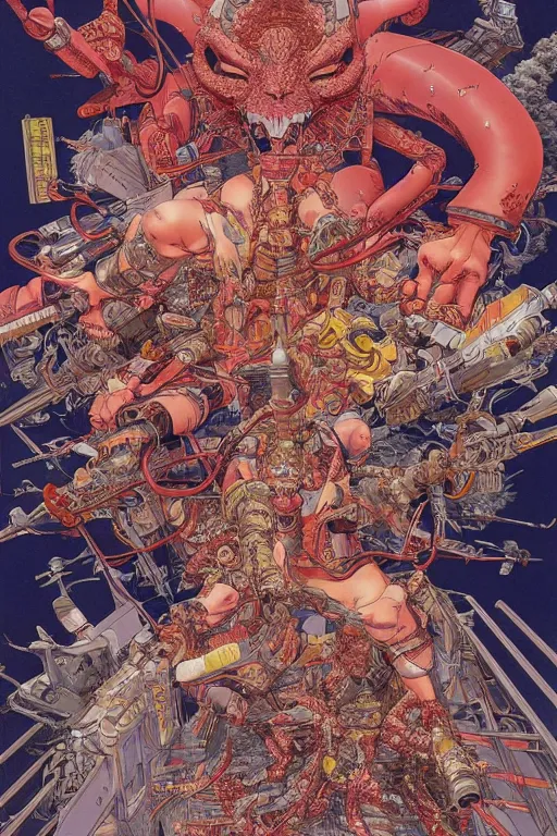 Image similar to beautiful hyperdetailed anime illustration of a poster, by moebius, masamune shirow and katsuhiro otomo